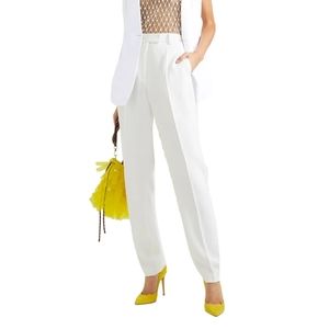 Dries Van Noten crepe straight leg pants white